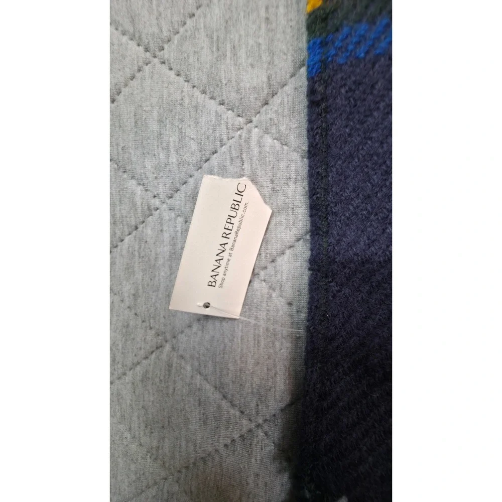 Banana Republic Scarf Unisex OS Blue Yellow Plaid Tassel New